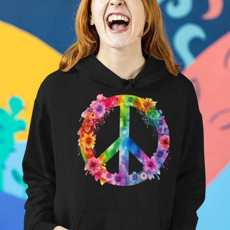 Peace Love Hippie Sign Love Flower World Peace Day Women Hoodie Gifts for Her