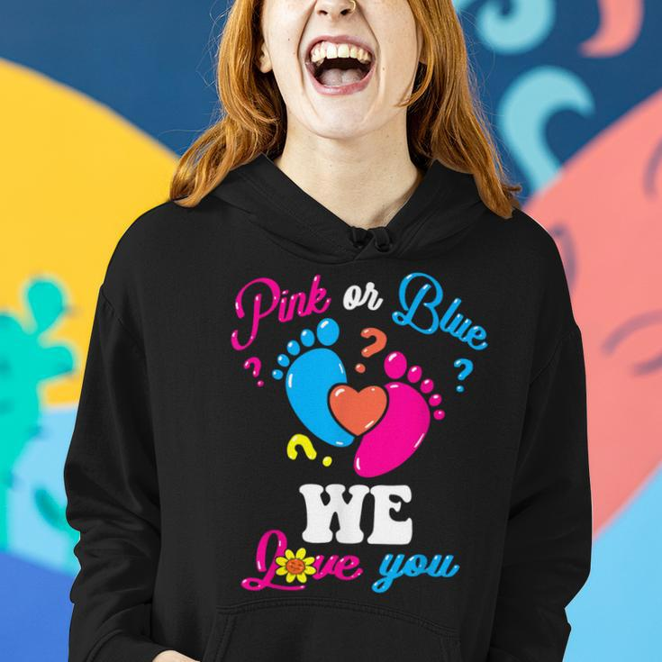 Pink Or Blue We Love You Baby Gender Reveal Party Mom Dad Women Hoodie Gifts for Her