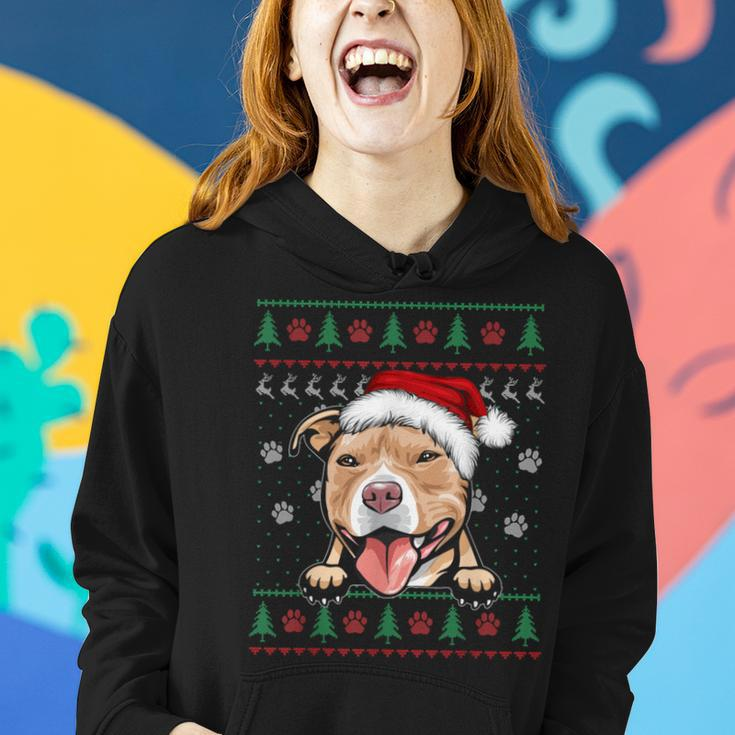 Pitbull Christmas Ugly Sweater Pit Bull Lover Women Hoodie Gifts for Her