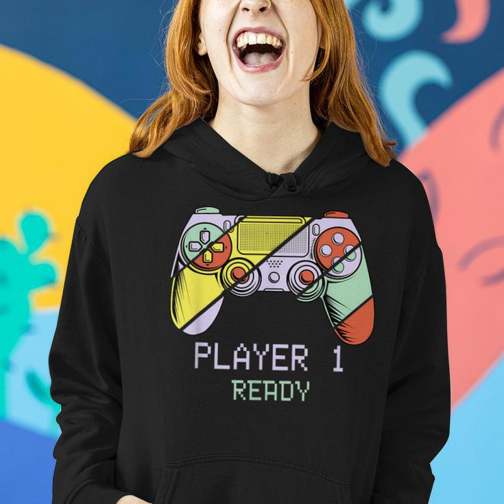 Player 1 Ready Future Dad & Mom Baby Announcement Cute Women Hoodie Gifts for Her