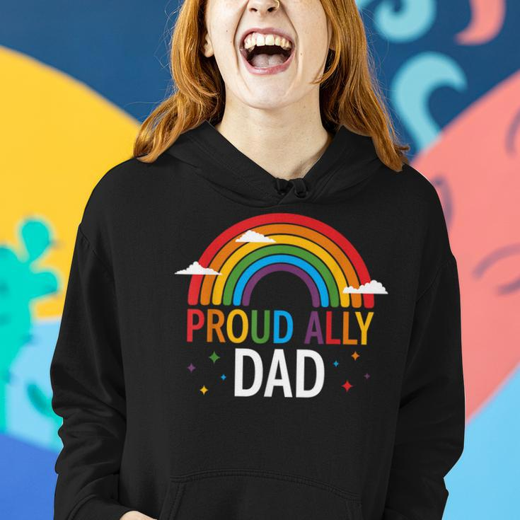 Proud Ally Dad Lgbt Vintage Rainbow Gay Pride Daddy Lgbt Women Hoodie Gifts for Her