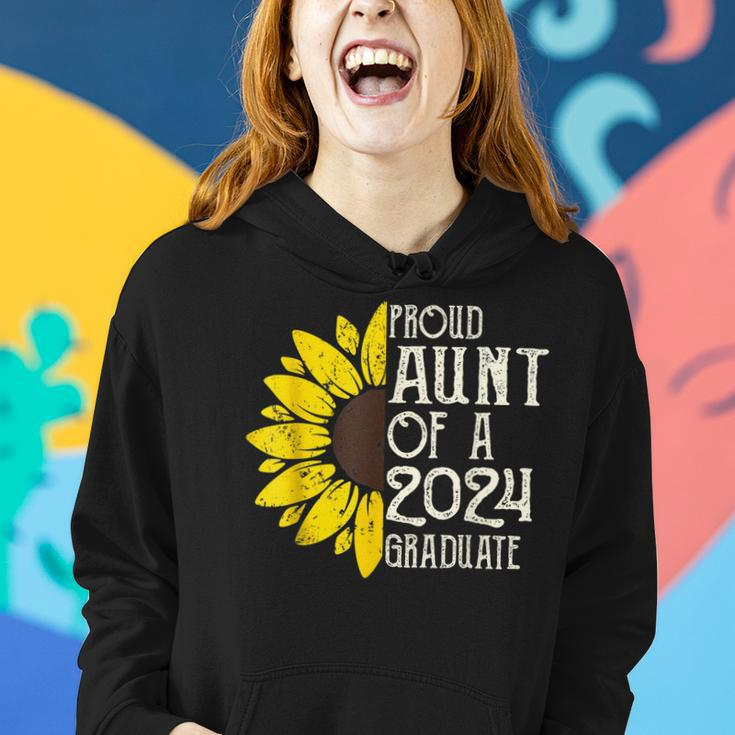 Proud Aunt Of A Class Of 2024 Graduate Sunflower Senior 2024 Women Hoodie Gifts for Her