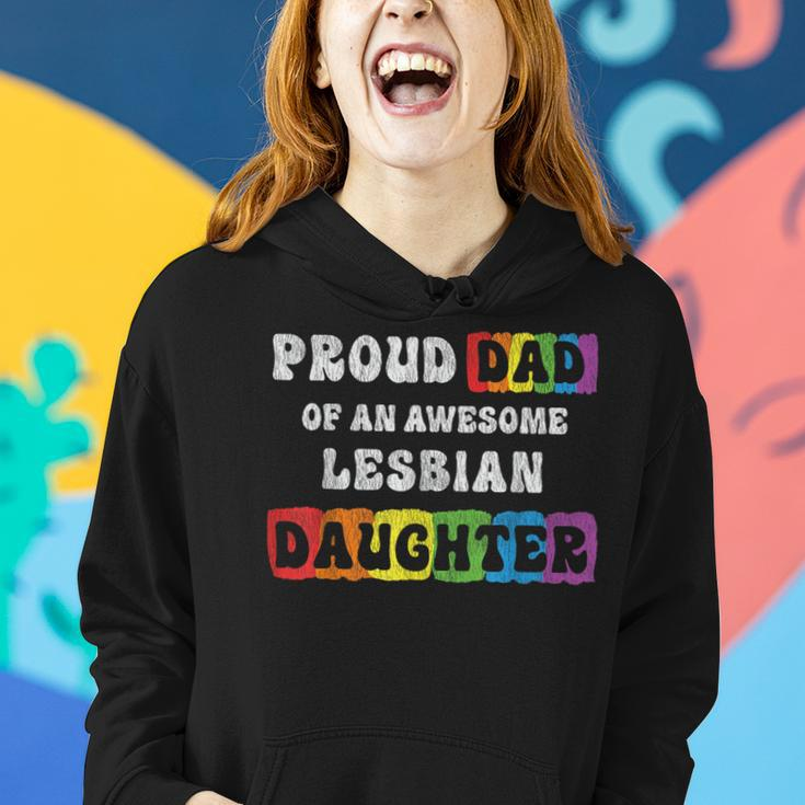 Proud Dad Of An Awesome Lesbian Daughter Gay Pride Retro Men Women Hoodie Gifts for Her