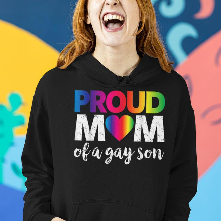 Proud Mom Of A Gay Son Lgbt Pride Month Rainbow Flag Women Hoodie Gifts for Her