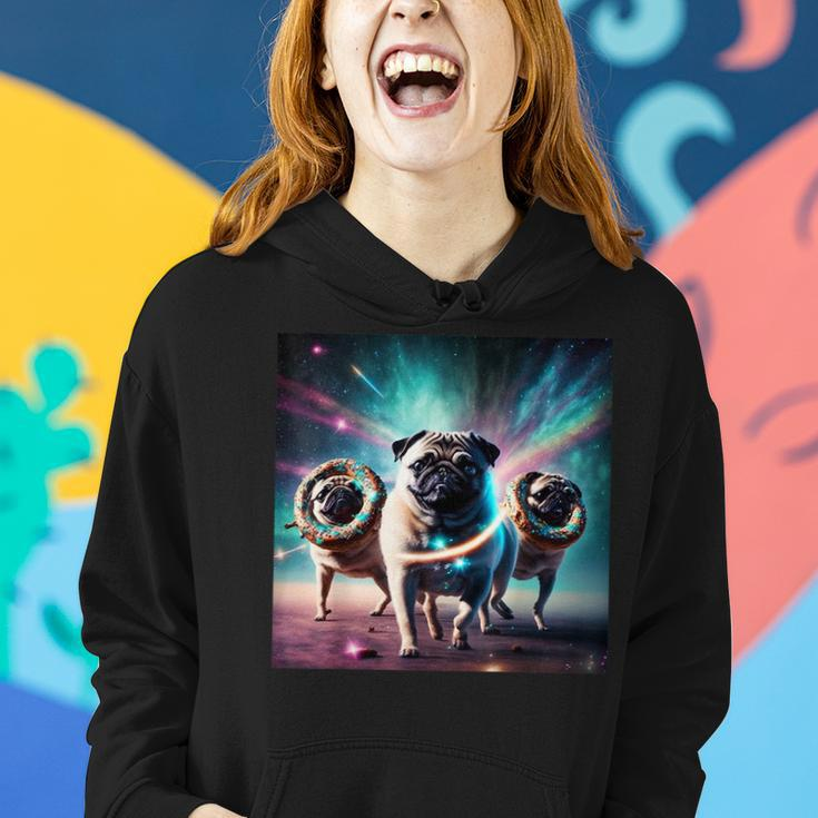Pugs In Space With Donuts Cute Pug Boys Girls Women Hoodie Gifts for Her