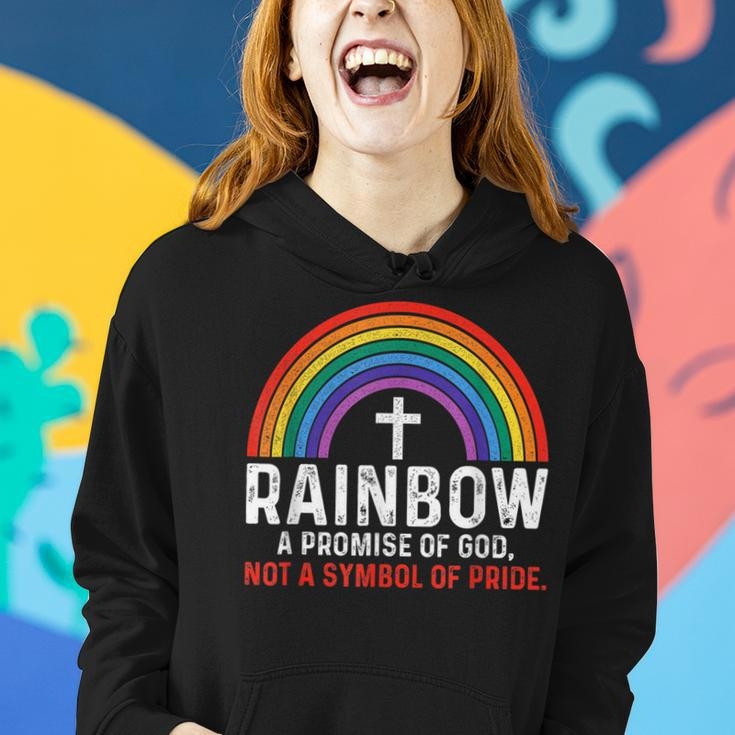 Rainbow A Promise Of God Not A Symbol Of Pride Pride Month Funny Designs Funny Gifts Women Hoodie Gifts for Her