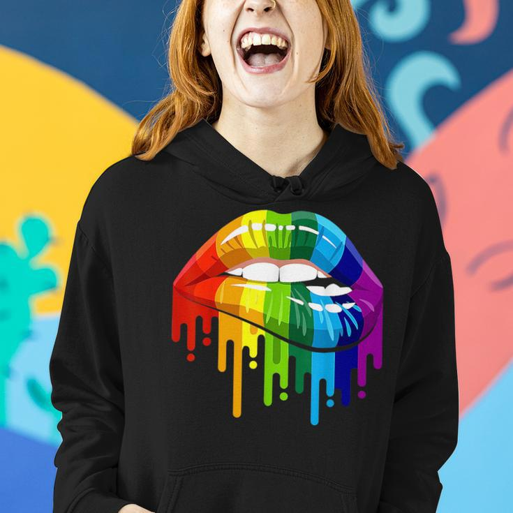 Rainbow Flag Lgbtq Be You Gay Lesbian Pride Bite Your Lip Women Hoodie Gifts for Her