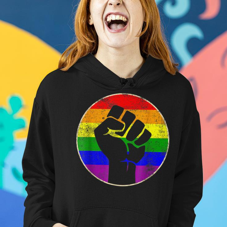 Resist Fist Rainbow Lesbian Gay Lgbt Strength Power & Pride Women Hoodie Gifts for Her