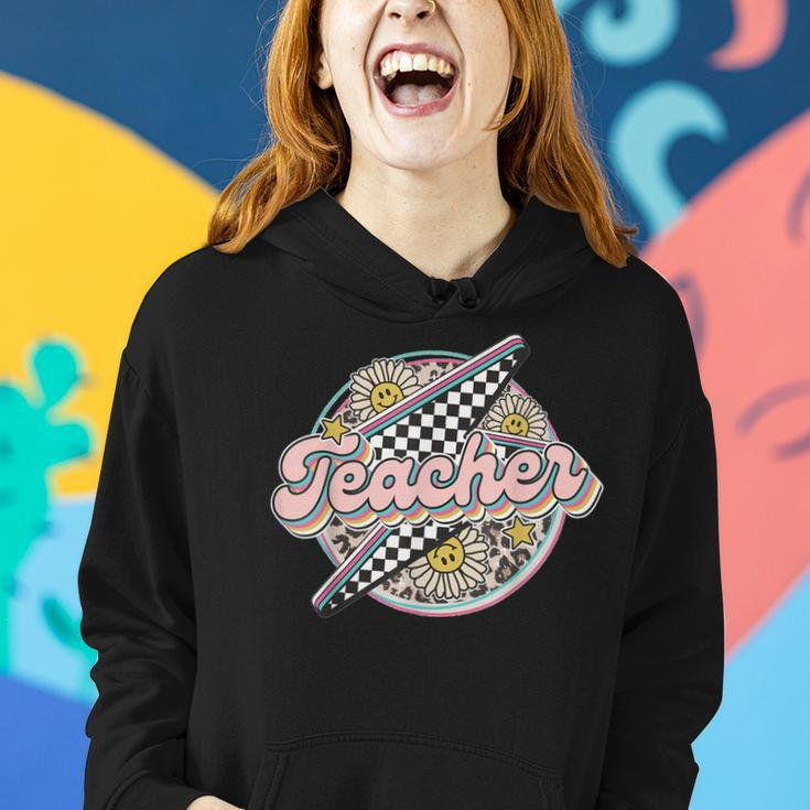 Retro Groovy Hippies Teacher Back To School Funny Gift Women Hoodie Gifts for Her