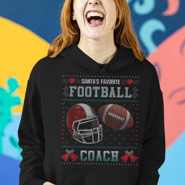 Santas Favorite Football Coach Ugly Christmas Sweater Women Hoodie Gifts for Her