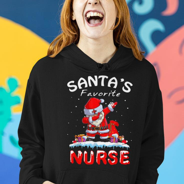 Santa's Favorite Nurse Christmas Dabbing Santa Women Hoodie Gifts for Her