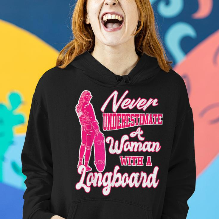Skateboard Never Underestimate A Woman With A Longboard Women Hoodie Gifts for Her