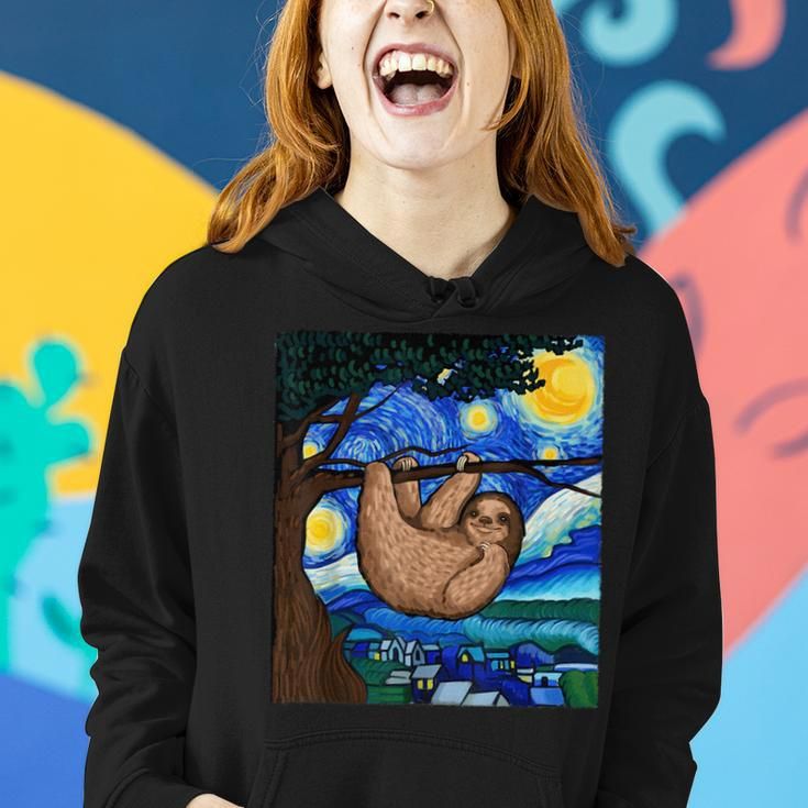Sloth Humor Lazy Person Sloth Starry Night Funny Sloth Women Hoodie Gifts for Her