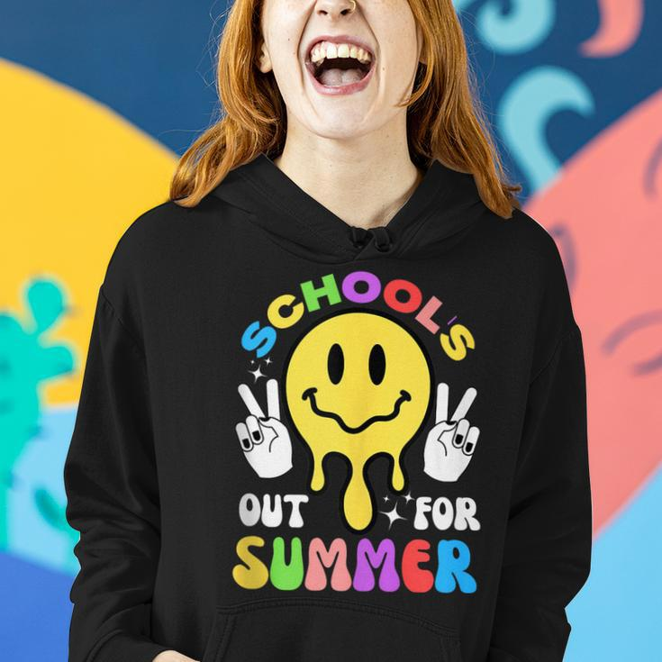 Smile Face Teacher Last Day Of School Schools Out For Summer Women Hoodie Gifts for Her