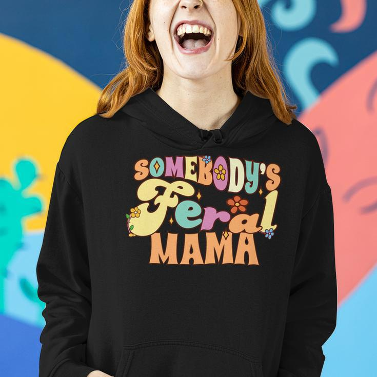 Somebodys Feral Mama Funny Family Pun Groovy Mom Floral Gifts For Mom Funny Gifts Women Hoodie Gifts for Her