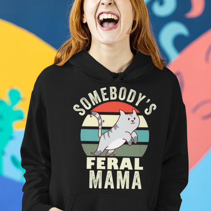 Somebodys Feral Mama Wild Mom Mothers Day Retro Cat Family Gifts For Mom Funny Gifts Women Hoodie Gifts for Her