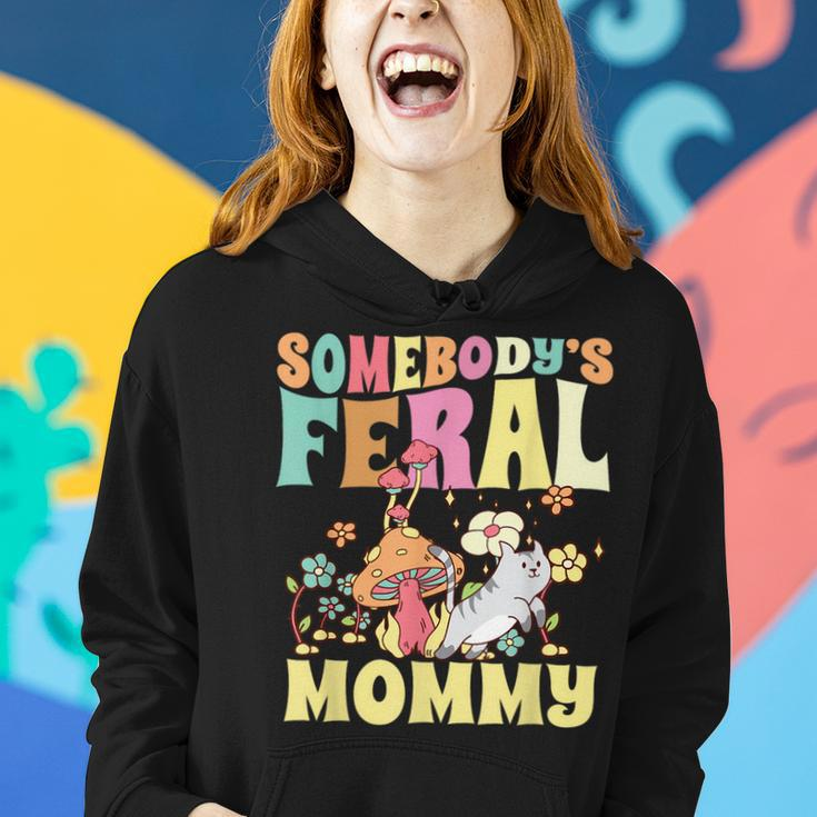 Somebodys Feral Mommy Wild Family Cat Mom Floral Mushroom Gifts For Mom Funny Gifts Women Hoodie Gifts for Her