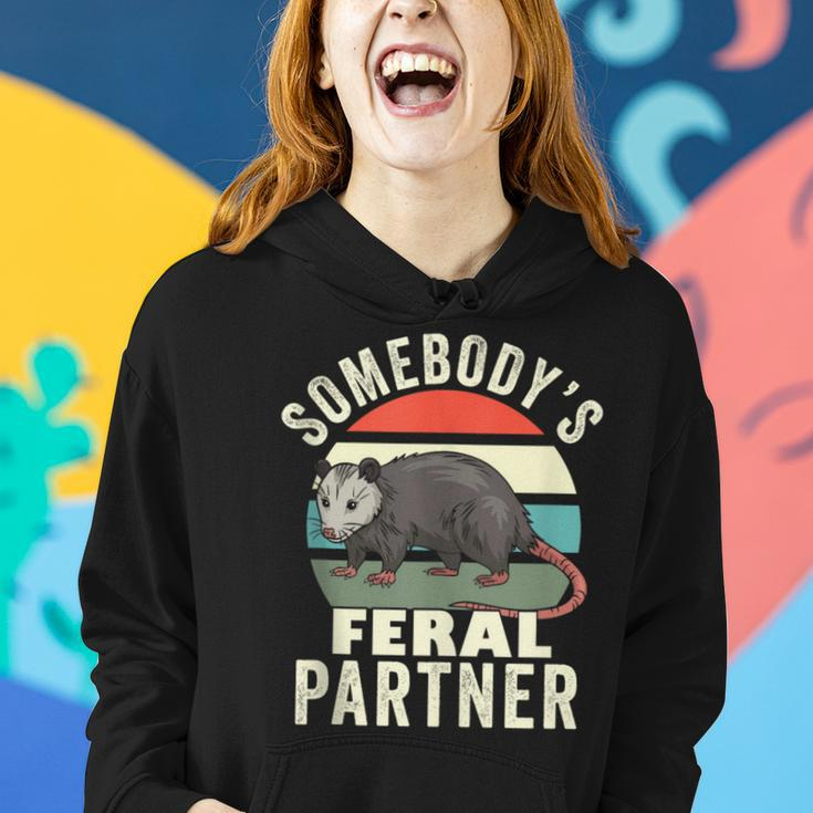 Somebodys Feral Partner Husband Wife Retro Feral Cat Funny Gifts For Husband Women Hoodie Gifts for Her