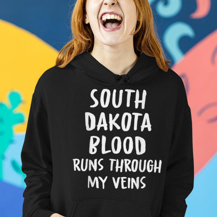 South Dakota Blood Runs Through My Veins Novelty Sarcastic Women Hoodie Gifts for Her