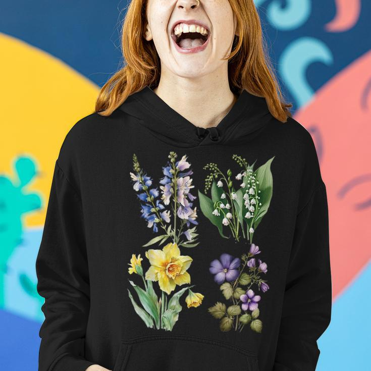 Spring Botanical Flowers Lily Valley Daisy Violet Daffodil Women Hoodie Gifts for Her