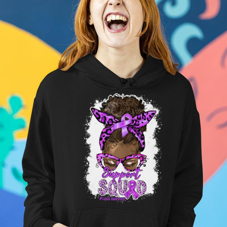 Support Squad Afro Messy Bun Leopard Lupus Awareness Women Hoodie Gifts for Her