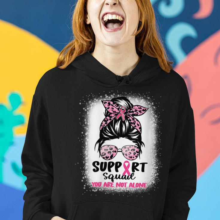 Support Squad Messy Bun Pink Warrior Breast Cancer Awareness Women Hoodie Gifts for Her