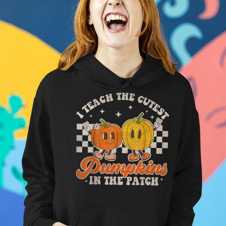 I Teach The Cutest Pumpkins In The Patch Retro Teacher Fall Women Hoodie Gifts for Her