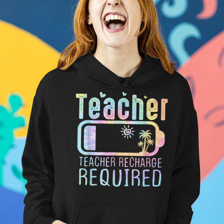 Teacher Summer Recharge Required Outfit Teacher Ener Tie Dye Women Hoodie Gifts for Her