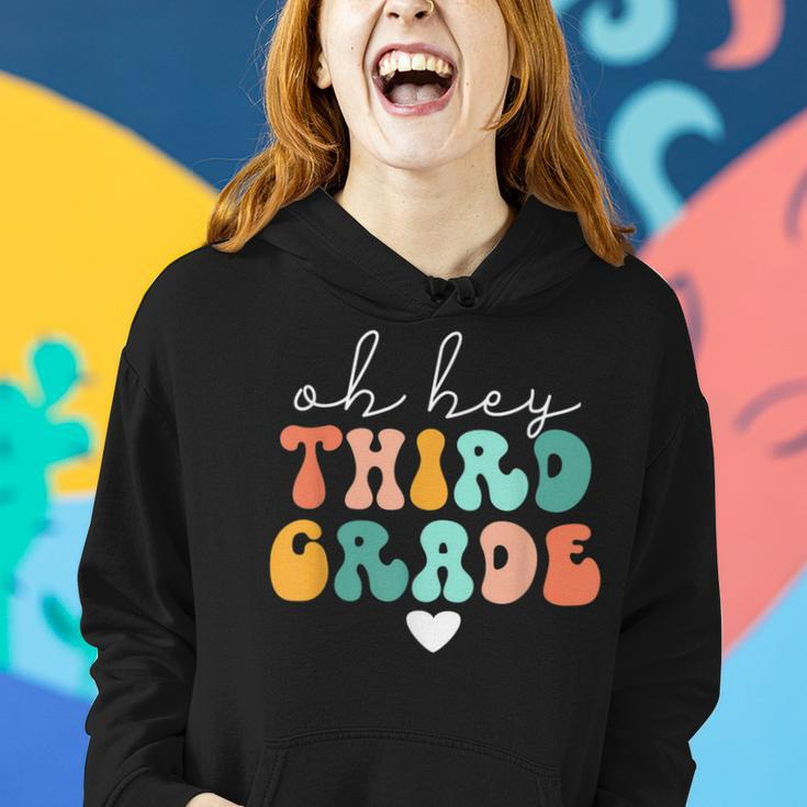 Teachers Vintage Groovy Back To School Oh Hey 3Rd Grade Women Hoodie Gifts for Her