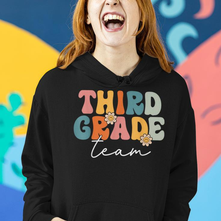Third Grade Team Retro Groovy Back To School 3Rd Grade Women Hoodie Gifts for Her