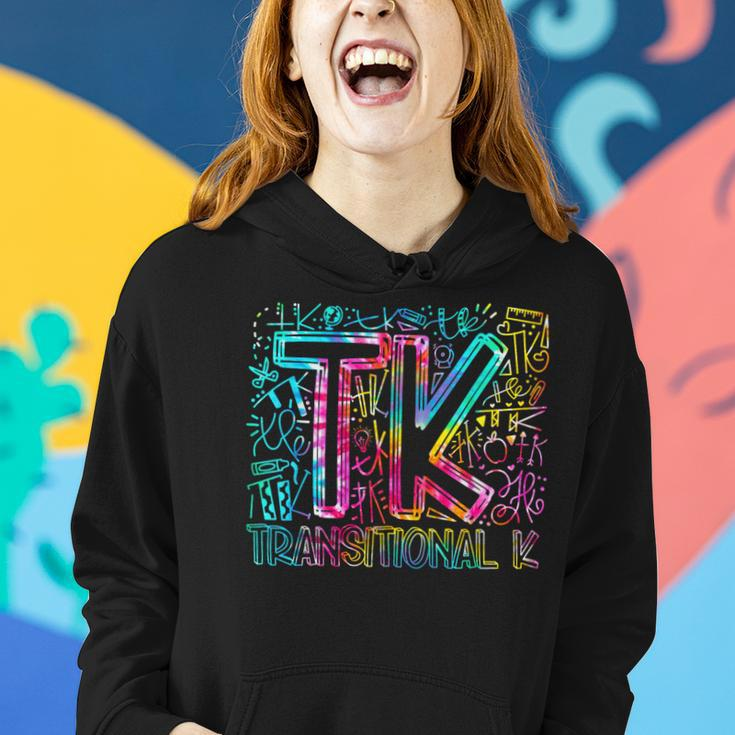 Tie Dye Tk Typography Transitional K Teacher Back To School Women Hoodie Gifts for Her