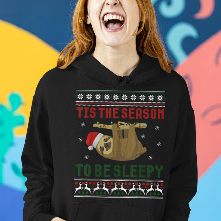 Tis The Season To Be Sleepy Cute Sloth Christmas Ugly Women Hoodie Gifts for Her