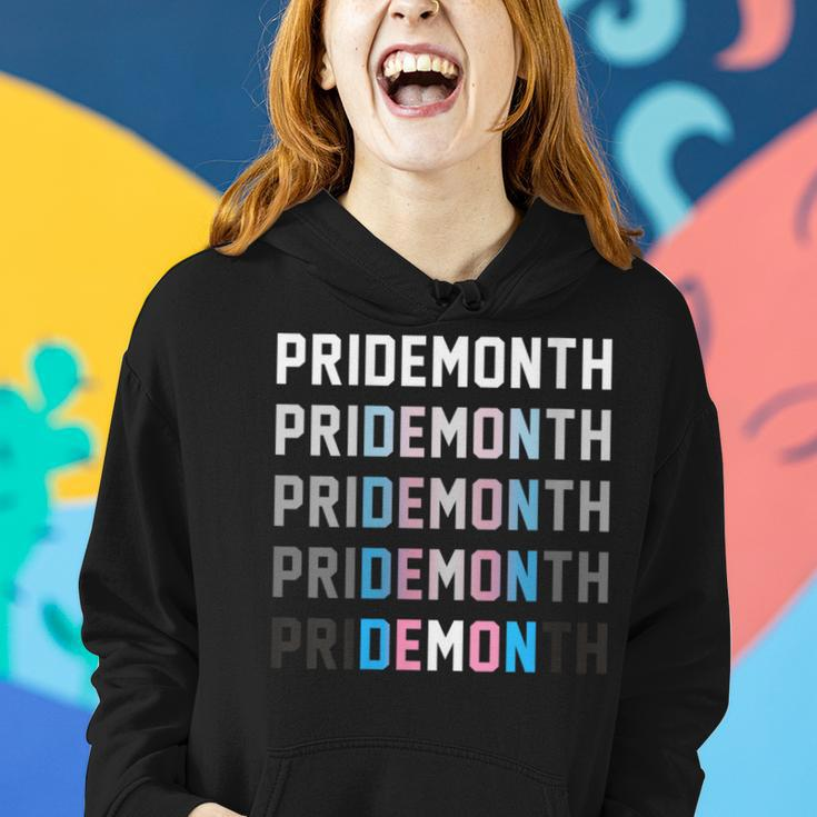 Trans Pride Month Demon Funny Sarcastic Humorous Lgbt Slogan Women Hoodie Gifts for Her