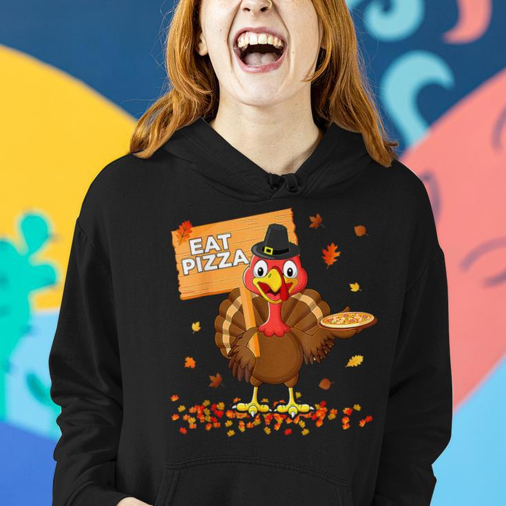 Turkey Eat Pizza Vegan Thanksgiving Fall Autumn Groovy Women Hoodie Gifts for Her