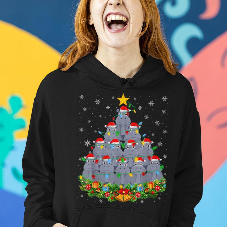 Ugly Christmas Sweater Day Hippo Christmas Tree Women Hoodie Gifts for Her