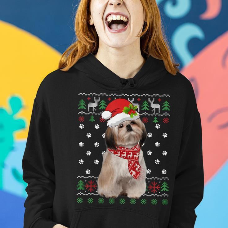 Ugly Sweater Christmas Shih Tzu Dog Puppy Xmas Pajama Women Hoodie Gifts for Her