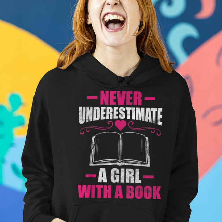 Never Underestimate A Girl With A Book Book Nerd Women Hoodie Gifts for Her