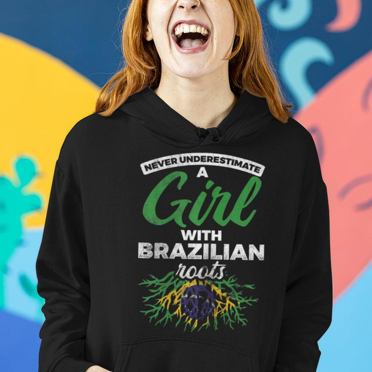 Never Underestimate A Girl With Brazilian Roots Brazil Women Hoodie Gifts for Her