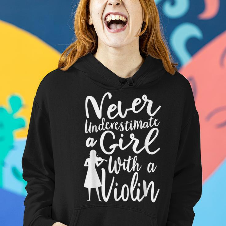 Never Underestimate A Girl With A Violin Cool Quote Women Hoodie Gifts for Her