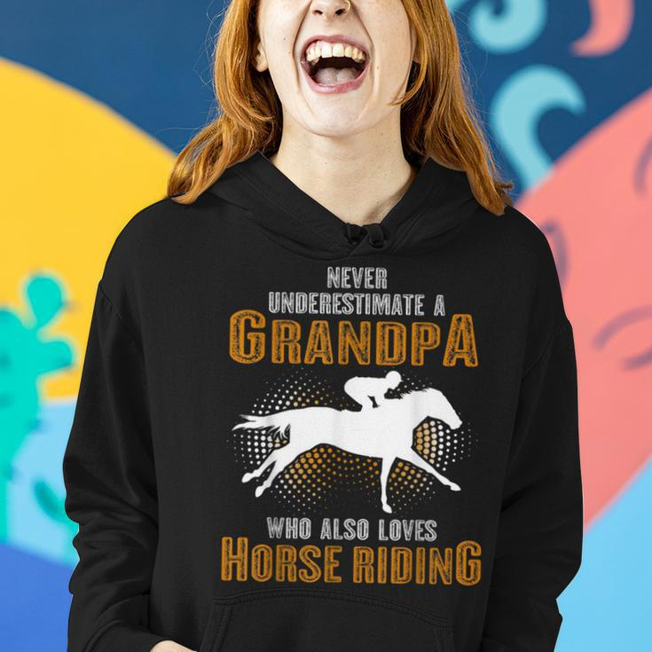 Never Underestimate Grandpa Who Is Also Loves Horse Riding Women Hoodie Gifts for Her