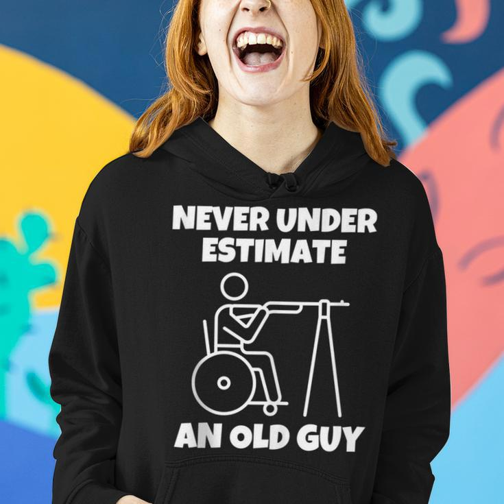 Never Underestimate An Old Guy Retired Old People Wheelchair Women Hoodie Gifts for Her