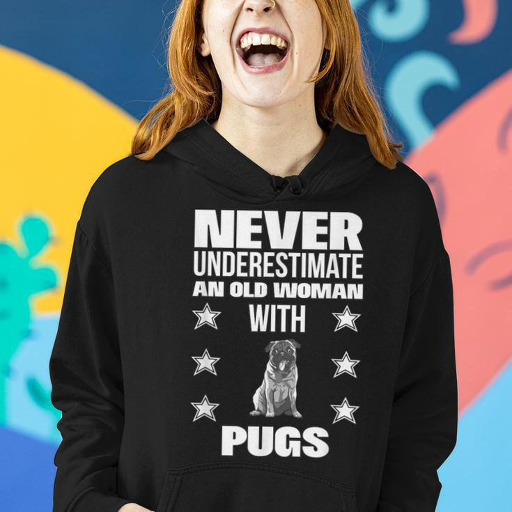 Never Underestimate An Old Woman With Pugs Women Hoodie Gifts for Her