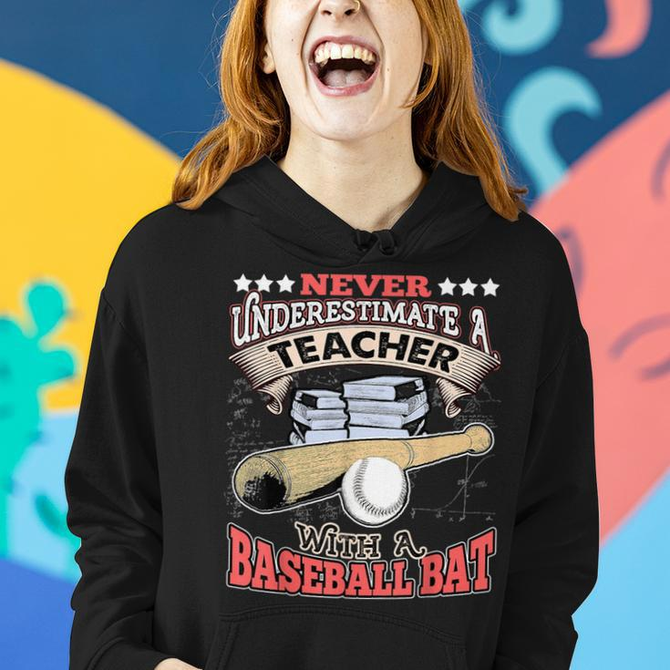 Never Underestimate A Teacher With A Baseball Bat Women Hoodie Gifts for Her