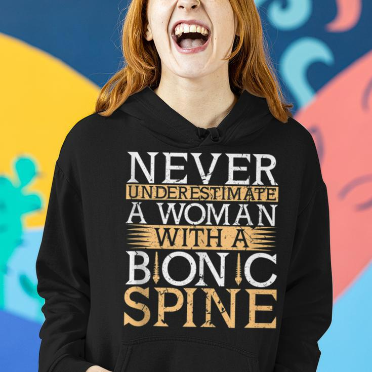 Never Underestimate A Woman With A Bionic Spine Surgery Women Hoodie Gifts for Her