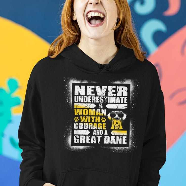 Never Underestimate Woman Courage And A Great Dane Women Hoodie Gifts for Her