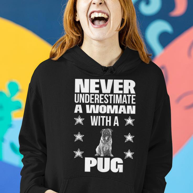 Never Underestimate A Woman With A Pug Women Hoodie Gifts for Her
