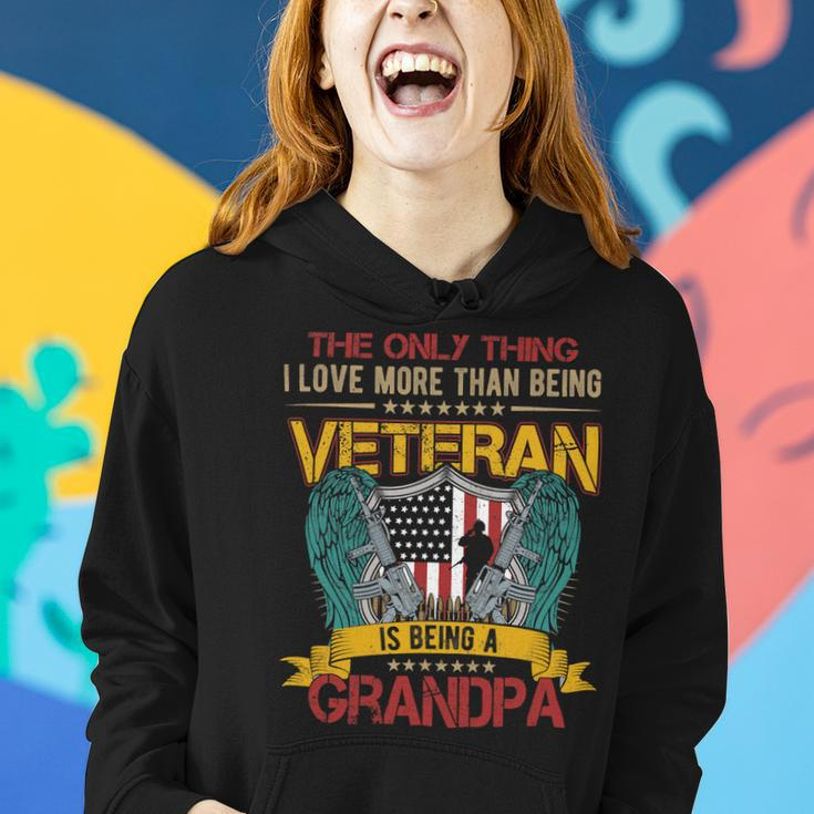 Veteran Vets Vintage I Love More Than Being Veteran Is Being A Grandpa 98 Veterans Women Hoodie Gifts for Her