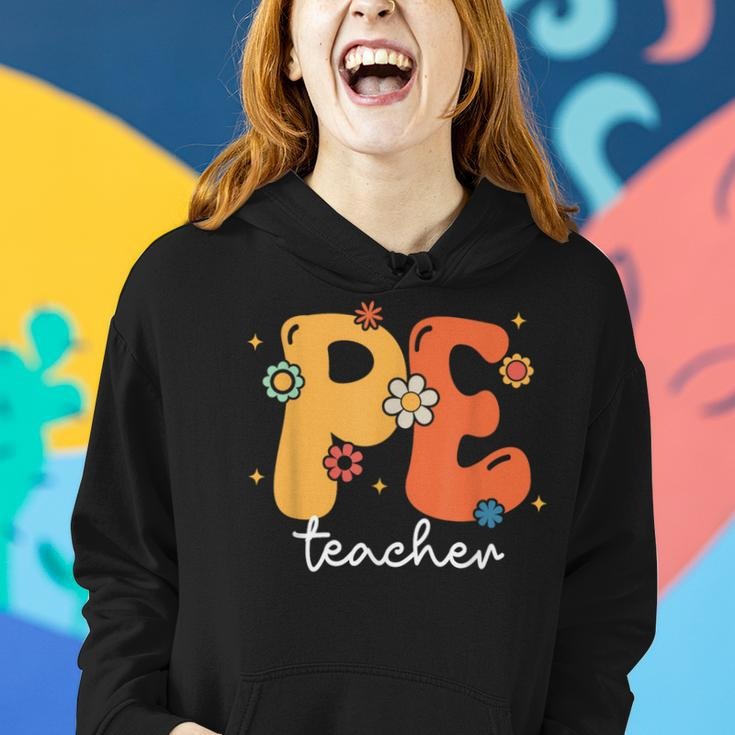 Vintage Pe Teacher Retro Groovy Happy First Day Of School Women Hoodie Gifts for Her