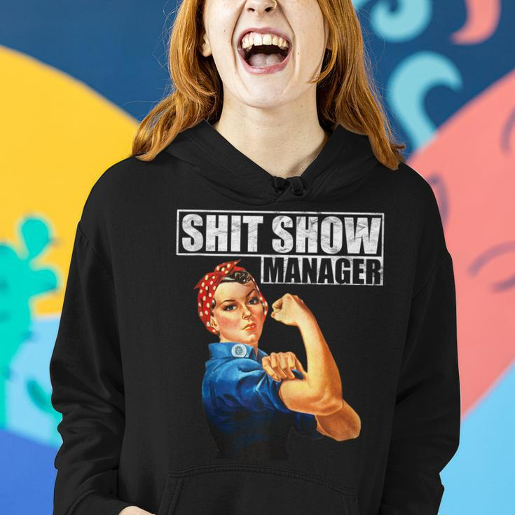 Vintage SHIT Show Manager Funny Mom Boss Supervisor Women Hoodie Gifts for Her