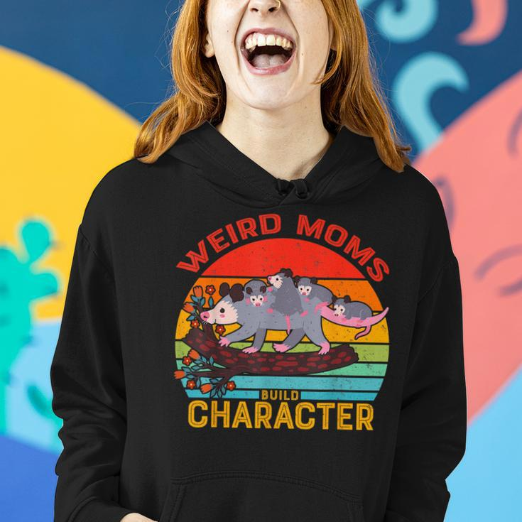 Vintage Weird Moms Build Character Opossum Mom Mothers Day Women Hoodie Gifts for Her